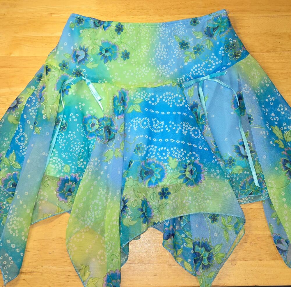 Vintage Y2k Amy Byer Fairy Skirt Green Blue Womens Size Small